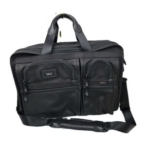 Tumi Men's Business Laptop Briefcase Travel Bag Nylon Black Initials DLC